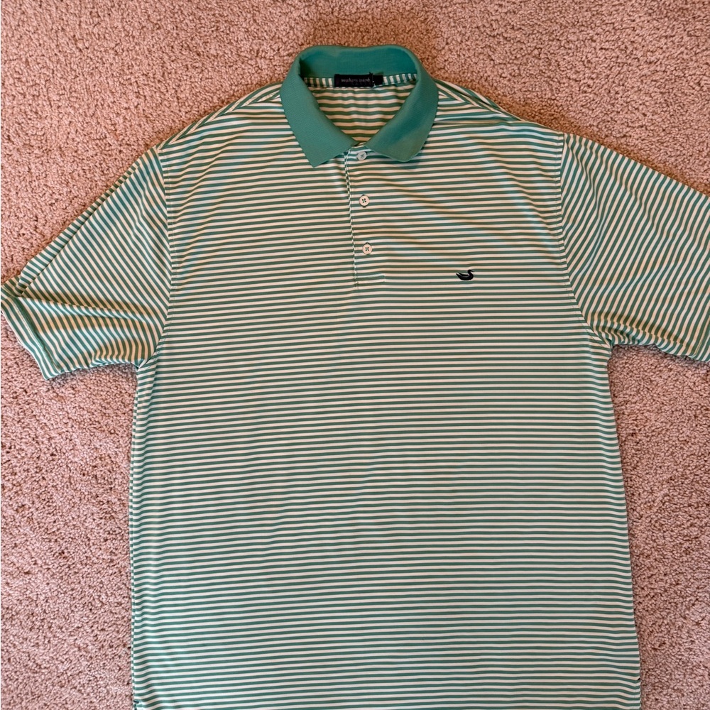 Southern Marsh Green Striped Men's Performance Polo